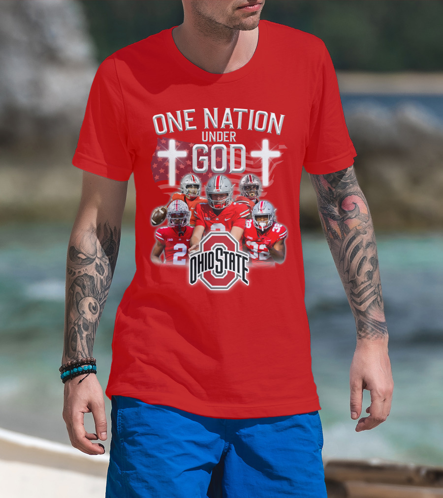 Ohio State Buckeyes One Nation Under God Football T-Shirt