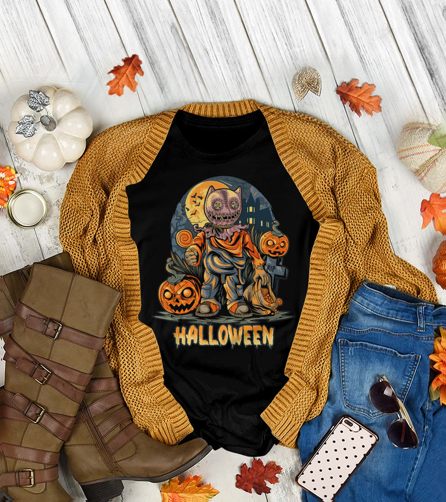 Halloween Pumpkin Trick or Treat Scary Costume T-Shirt