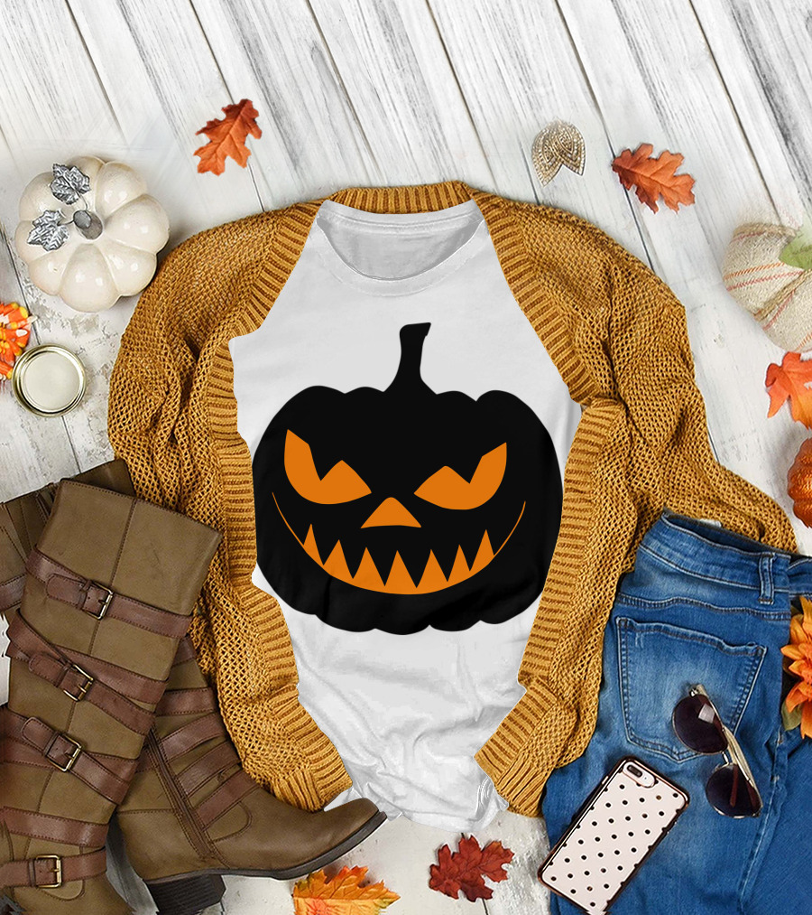 Scary Jack O Lantern Pumpkin Face T-Shirt