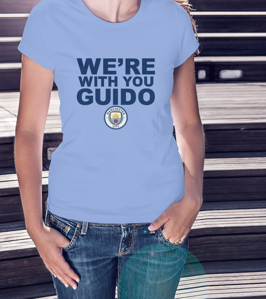 Manchester City We're With You Guido Support Belgian Fan Pep Guardiola Simon Bajkowski T-Shirt