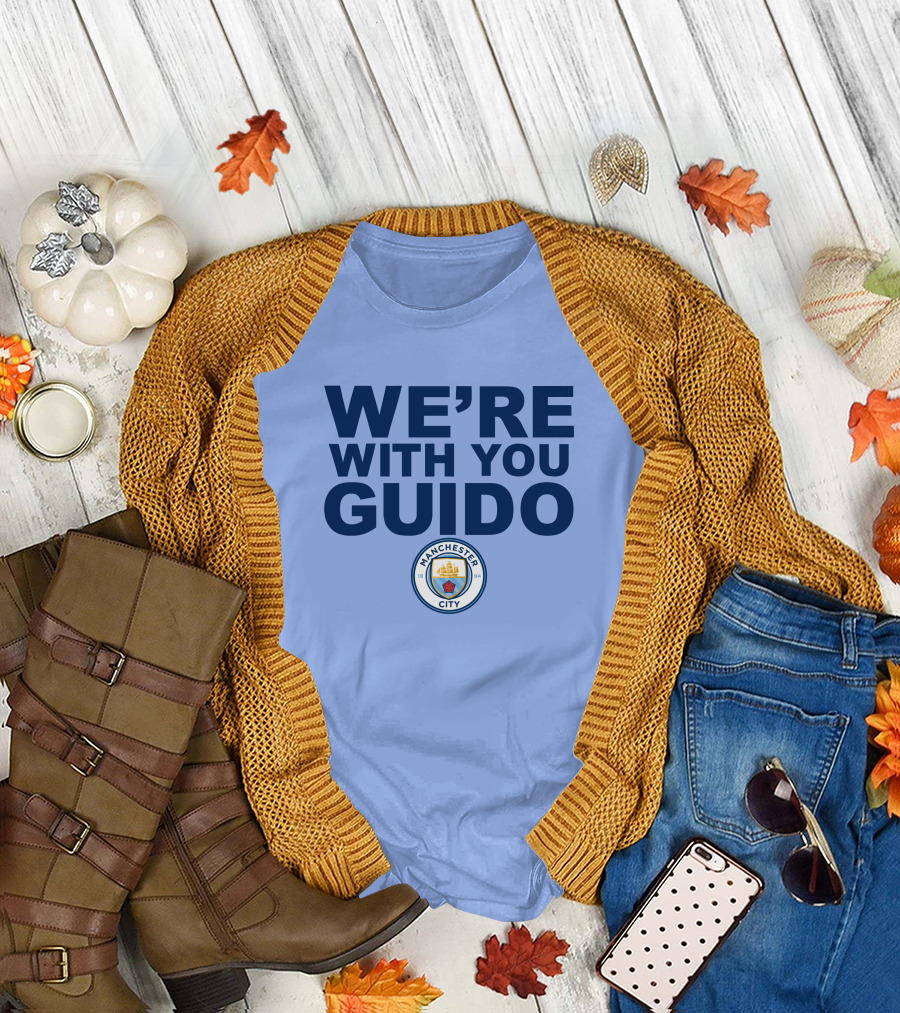 Manchester City We're With You Guido Support Belgian Fan Pep Guardiola Simon Bajkowski T-Shirt