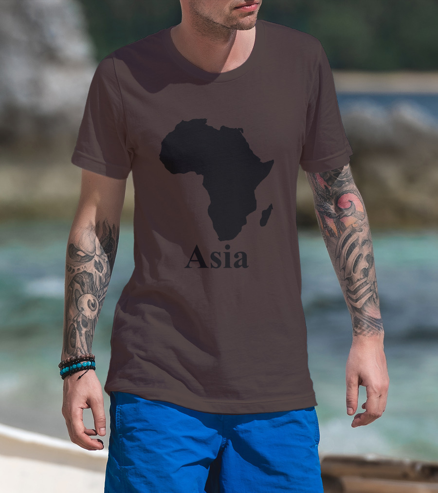 Terrible Maps Asia Map Silhouette Joke T-Shirt