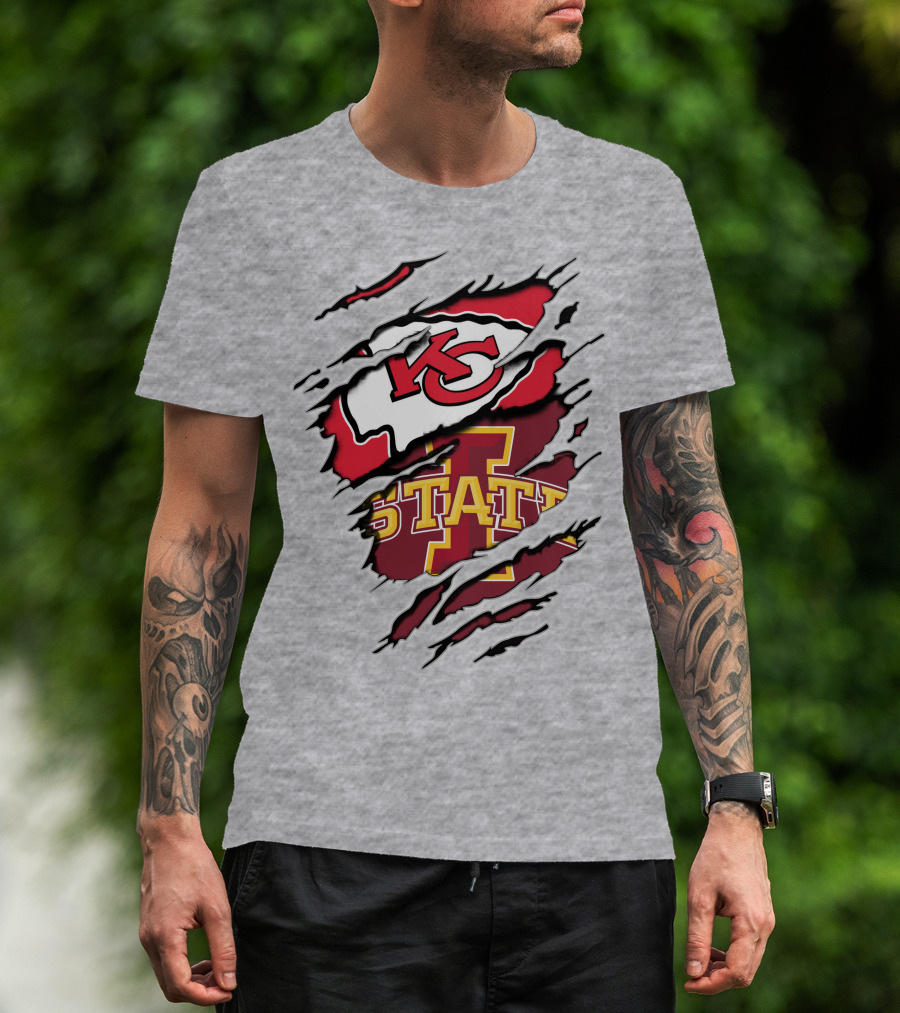 Kansas City Chiefs Iowa State Cyclones Torn T-Shirt