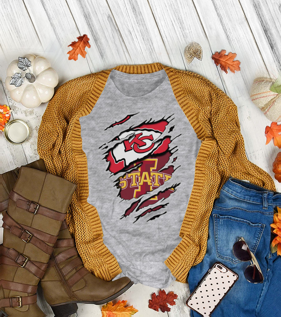 Kansas City Chiefs Iowa State Cyclones Torn T-Shirt