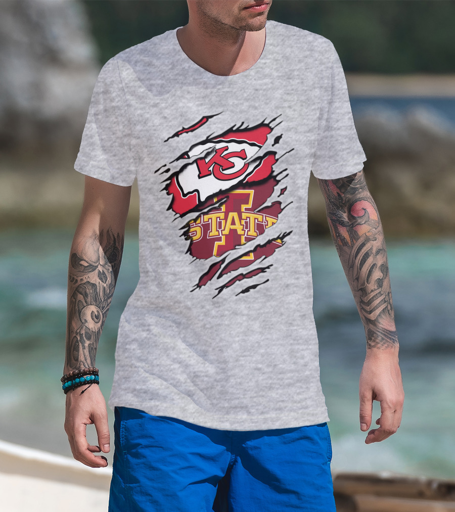 Kansas City Chiefs Iowa State Cyclones Torn T-Shirt