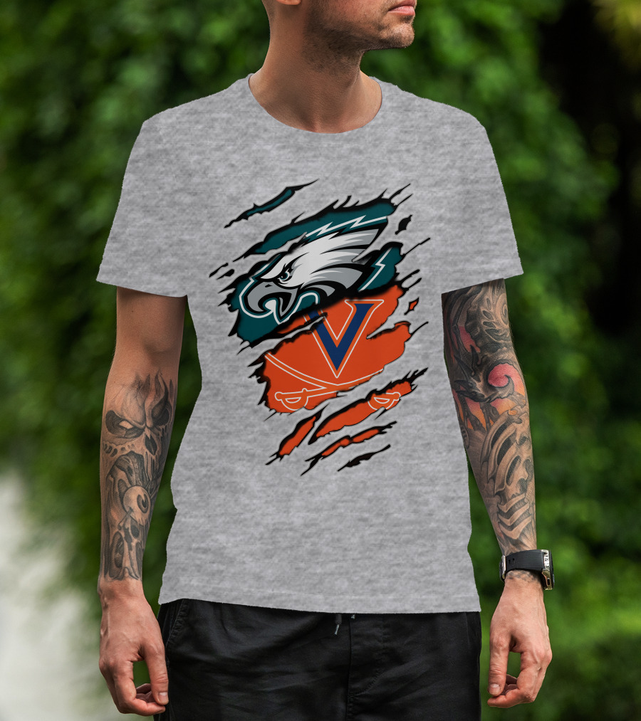 Eagles And Cavaliers Fan Crossover Torn Legacy T-Shirt