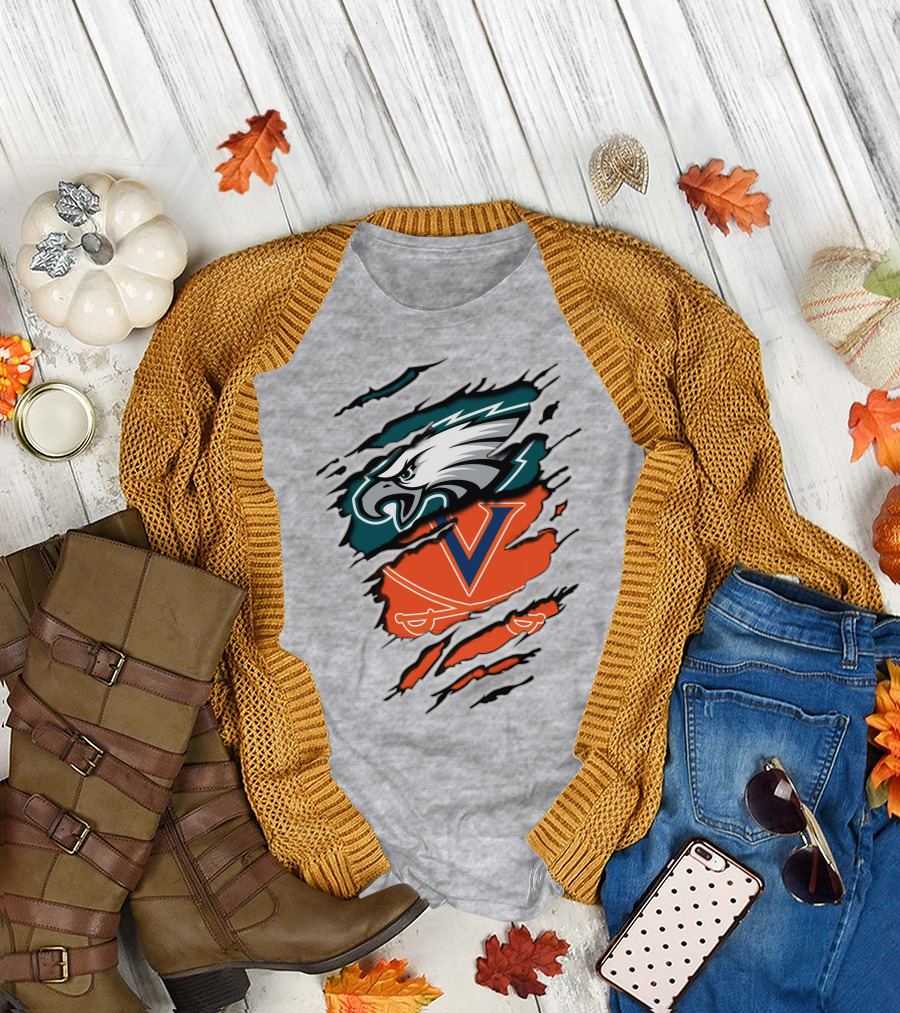 Eagles and Cavaliers Fan Crossover Torn Legacy T-Shirt