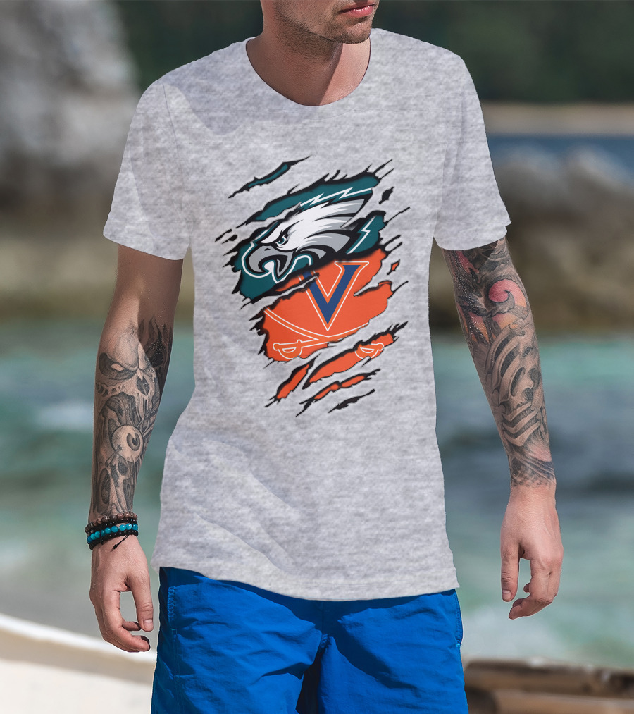 Eagles And Cavaliers Fan Crossover Torn Legacy T-Shirt