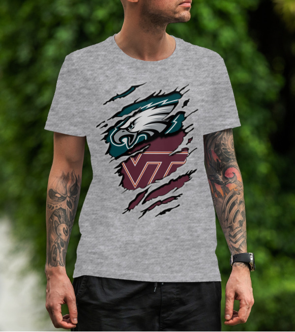 Eagles VT Hokies Claw Marks Logo Fusion T-Shirt