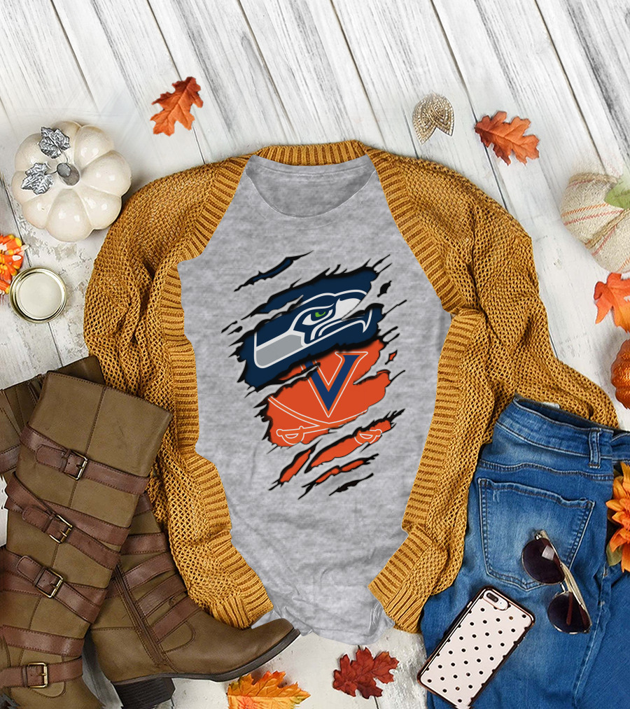 Seattle Seahawks Virginia Cavaliers Claw T-Shirt