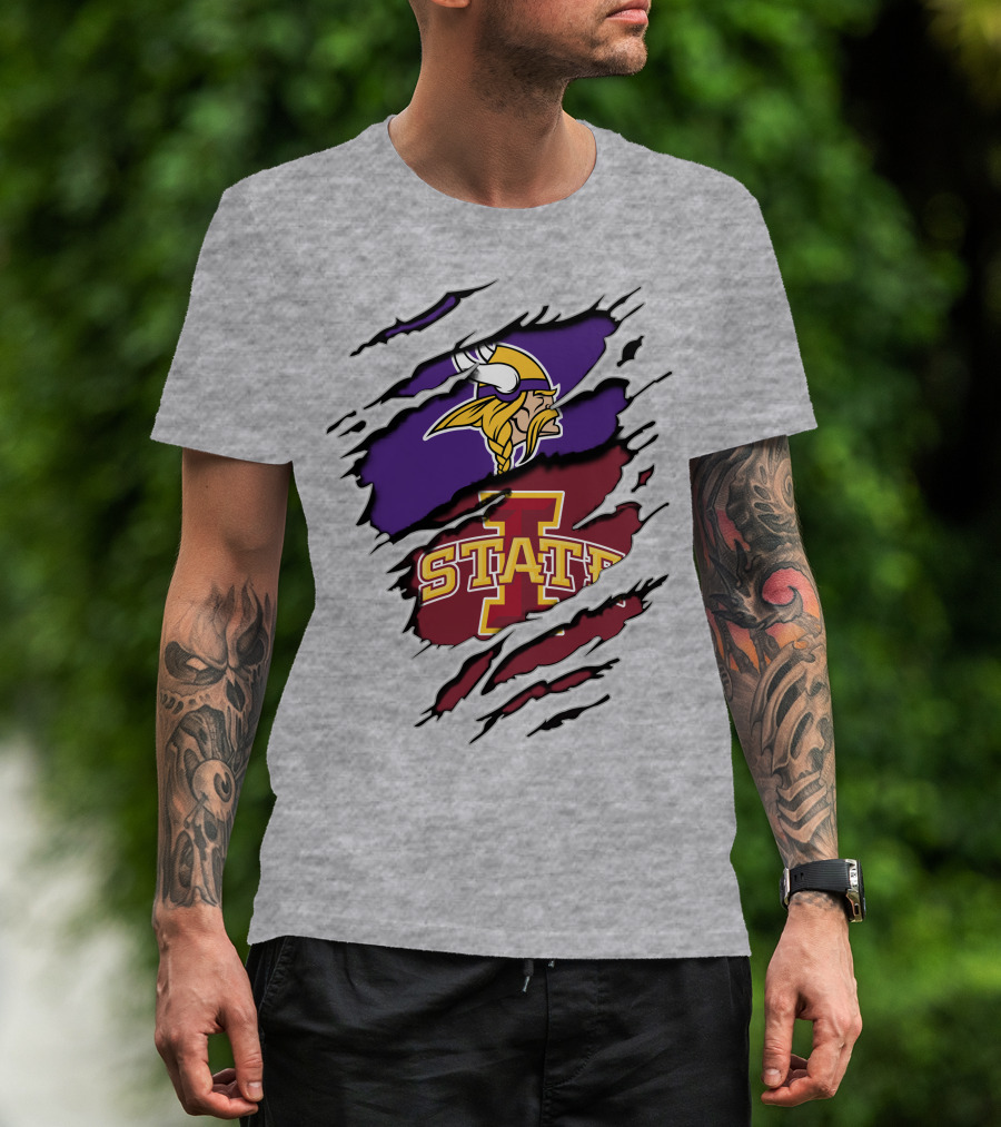 Minnesota Vikings Iowa State Cyclones Ripped T-Shirt