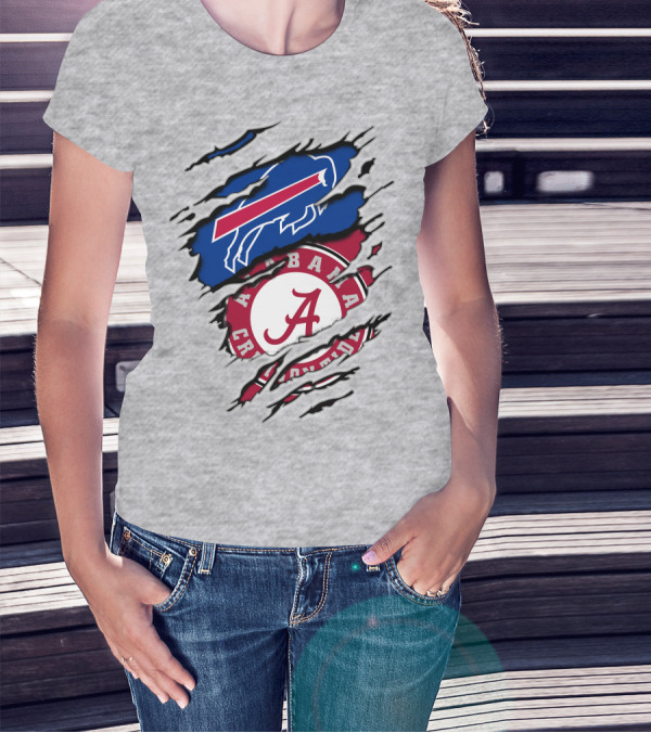 Alabama Crimson Tide Buffalo Bills Fan Crossover T-Shirt