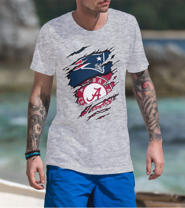 Alabama Crimson Tide New England Patriots Fan Crossover T-Shirt