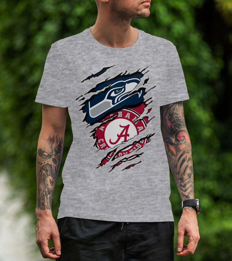 Seahawks Alabama Crimson Tide Football Fusion T-Shirt