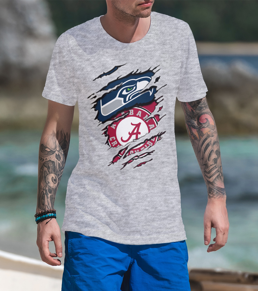 Seahawks Alabama Crimson Tide Football Fusion T-Shirt