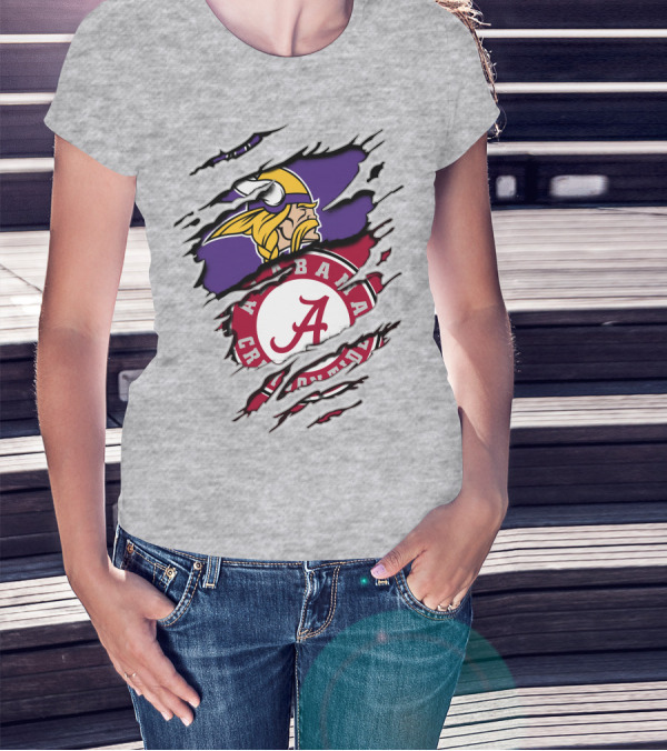 Alabama Crimson Tide Minnesota Vikings Crossover T-Shirt