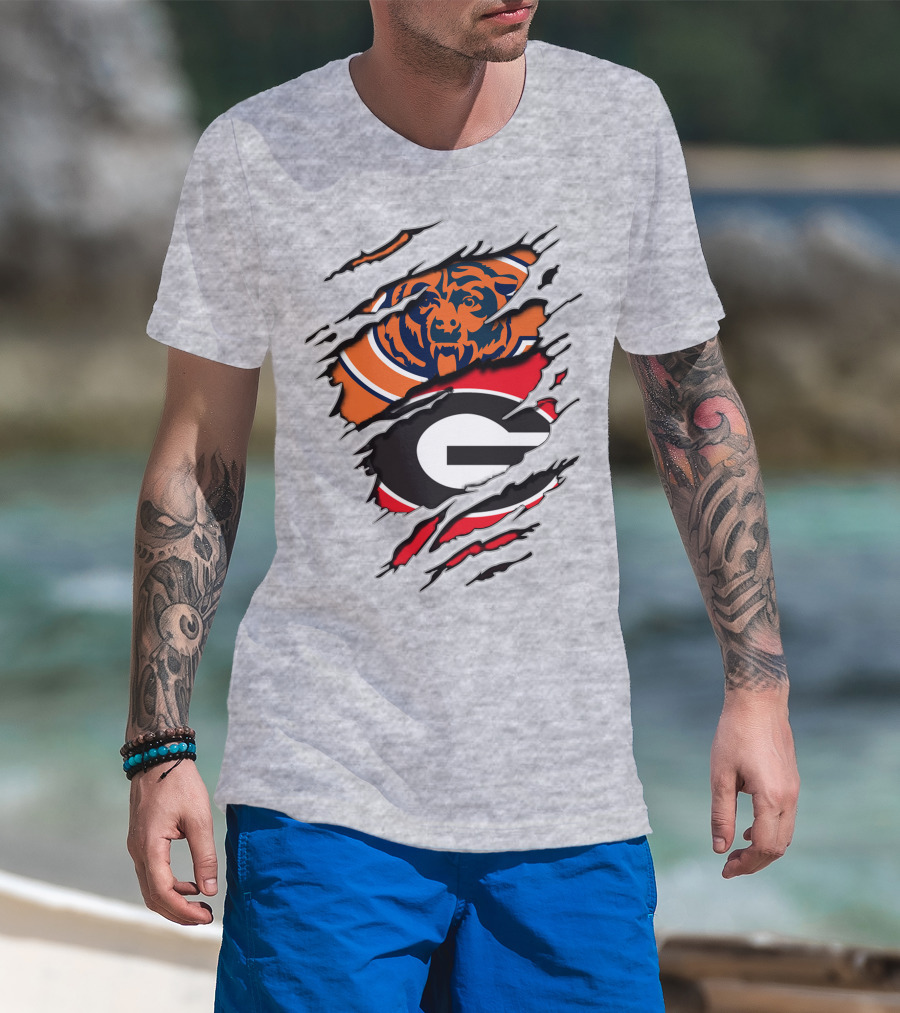 Chicago Bears Georgia Bulldogs Logo Mashup T-Shirt