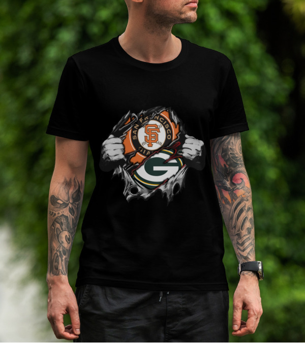 San Francisco Giants Green Bay Packers Logo Collision T-Shirt