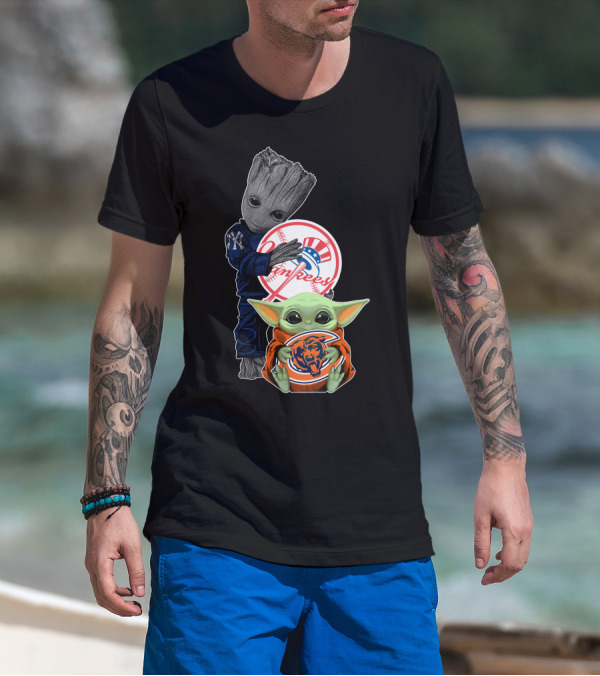 Yankees Baby Groot Bears Baby Yoda T-Shirt