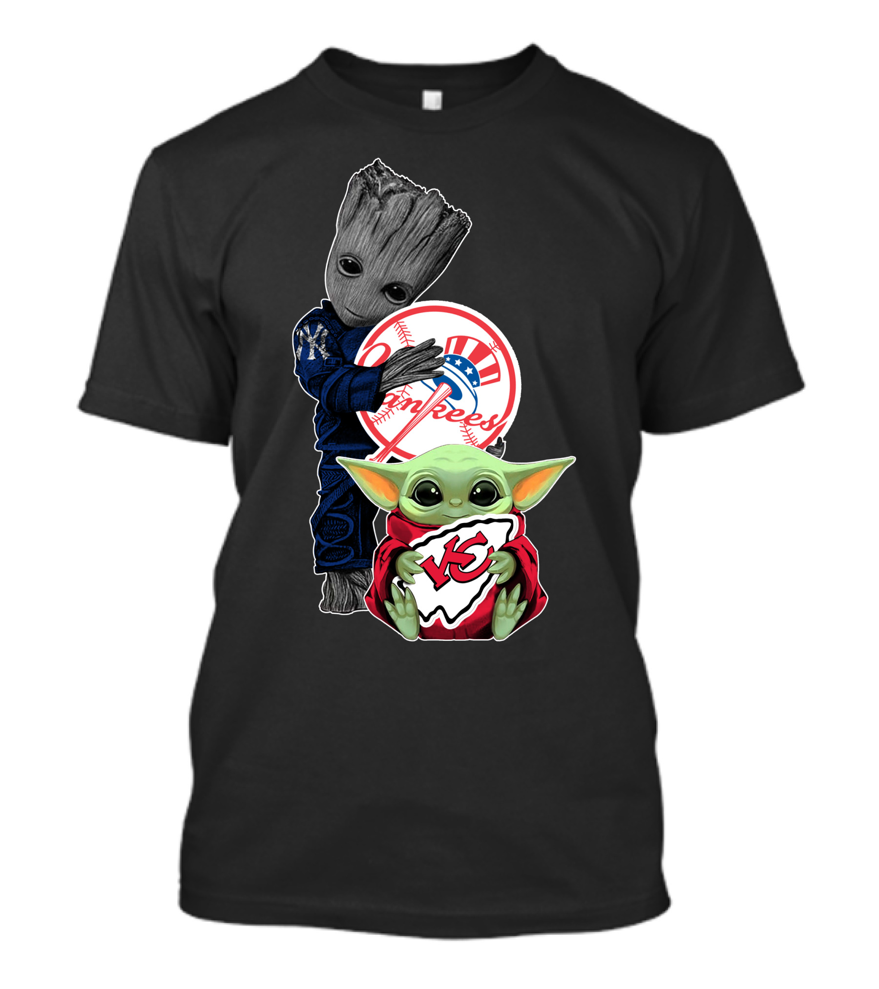 Yankees Groot Chiefs Baby Yoda T-Shirt