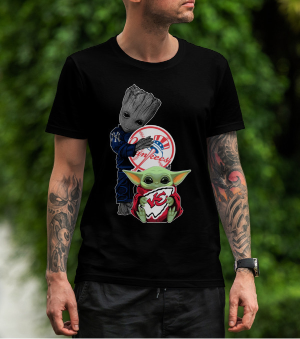 Yankees Groot Chiefs Baby Yoda T-Shirt