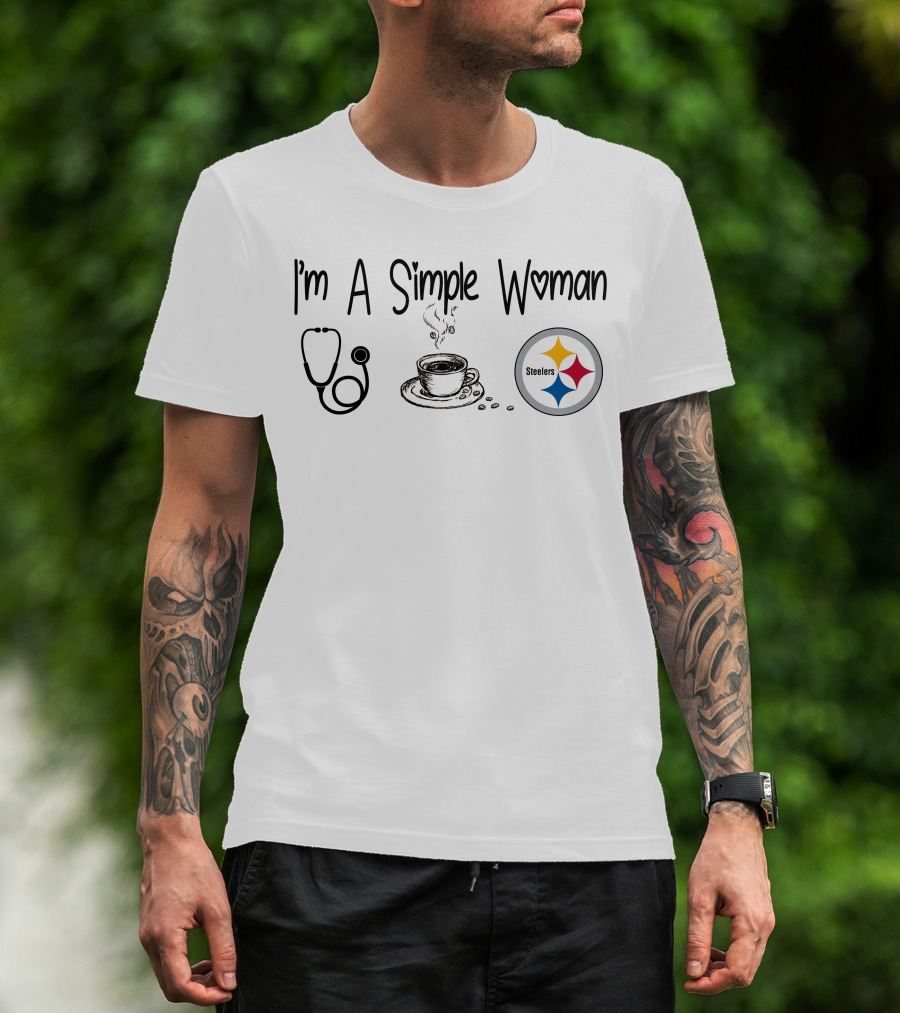 I'm A Simple Woman Stethoscope Coffee Pittsburgh Steelers T-Shirt