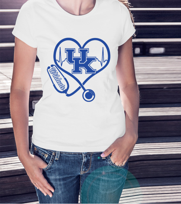 UK Wildcats Nurse Love Heart Stethoscope T-Shirt