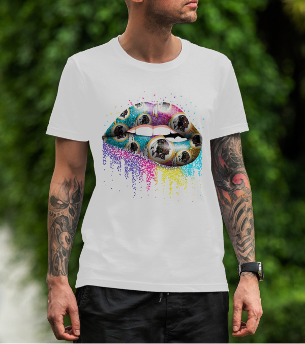 Lips Washington Glitter Logo Multicolor Sparkle T-Shirt
