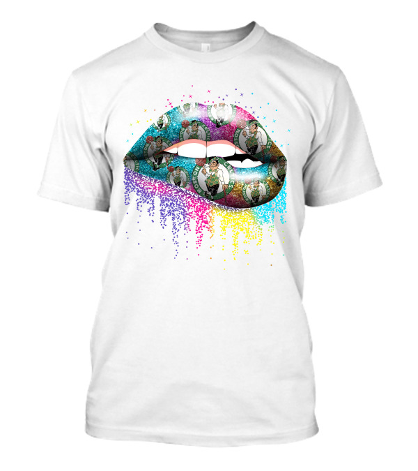 Boston Celtics Glitter Lips T-Shirt