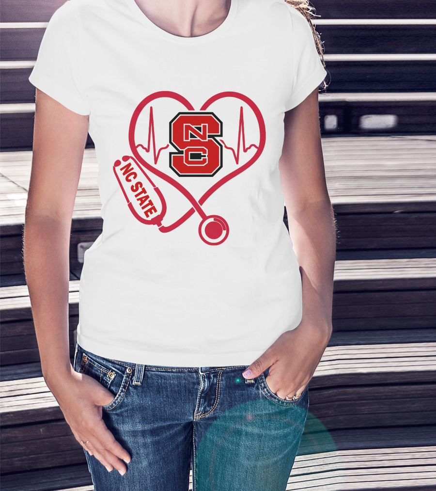 Nc State Wolfpack Heartbeat Nurse Love T-Shirt