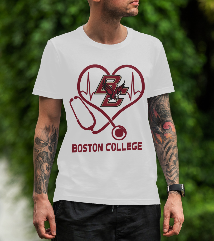 Nurse Heartbeat Love Boston College Eagles T-Shirt