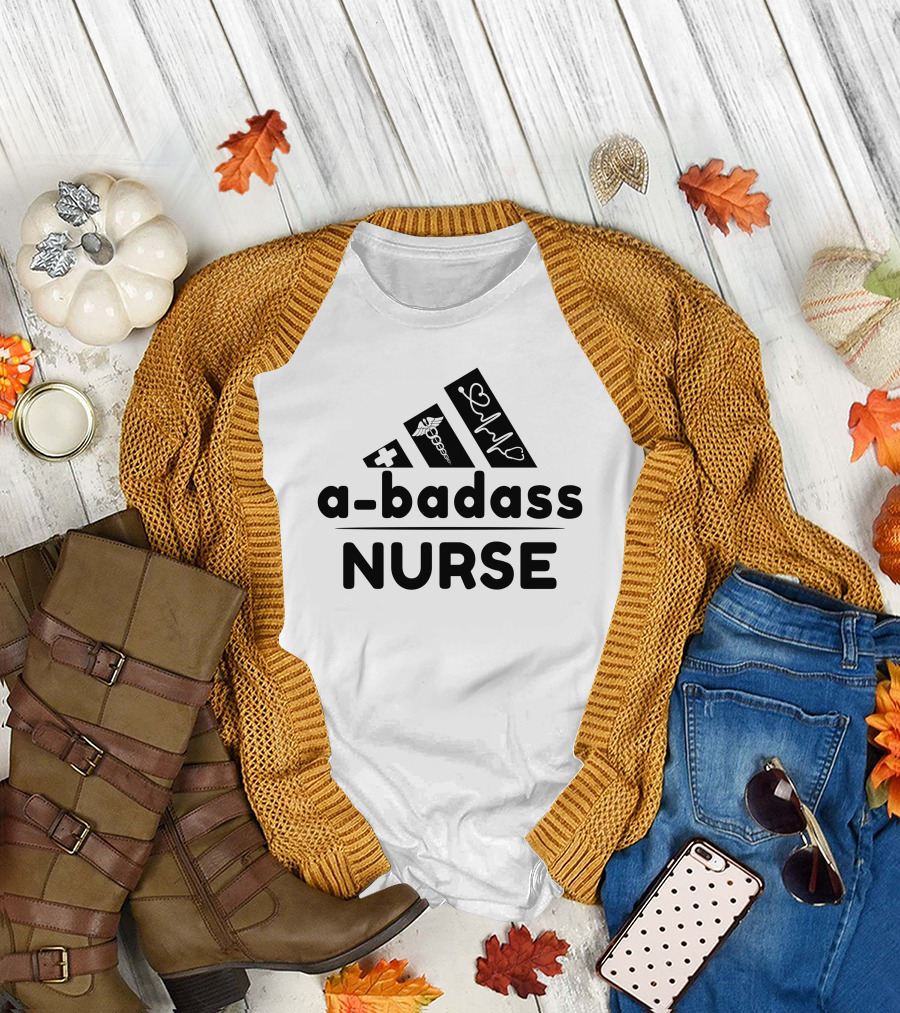 A-Badass Nurse Medical Heartbeat Symbol T-Shirt