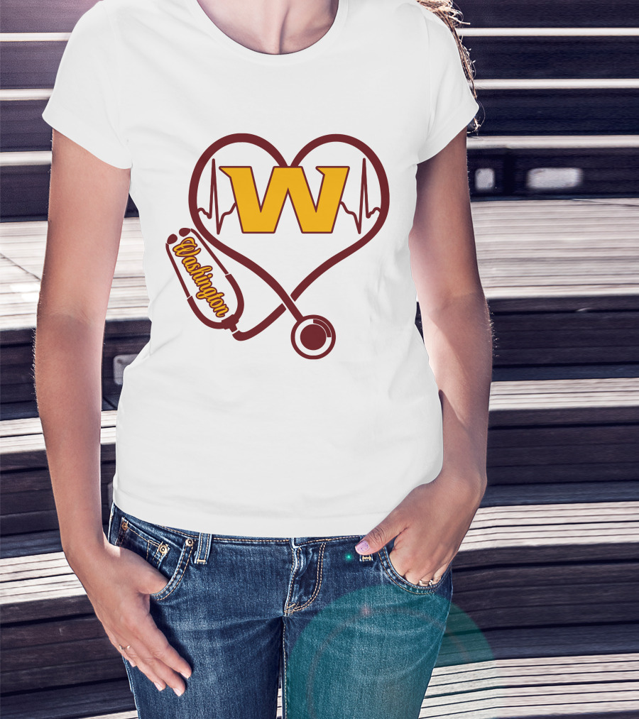 Washington Nurse Love Heartbeat Stethoscope W T-Shirt