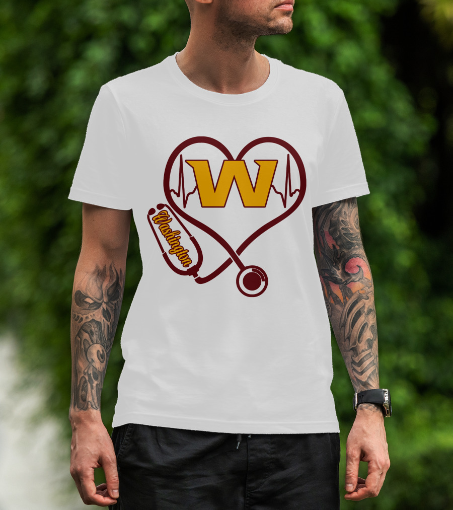 Washington Nurse Love Heartbeat Stethoscope W T-Shirt