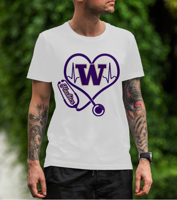 Huskies Stethoscope Heart W Washington T-Shirt