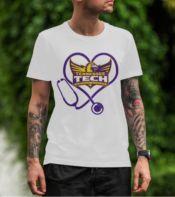 Nurse Love Tennessee Tech Golden Eagles Heart Stethoscope T-Shirt