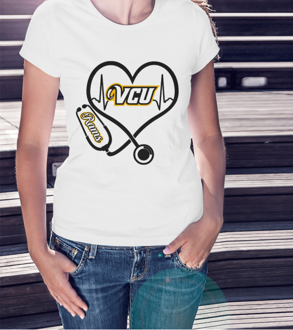 VCU Rams Nurse Heartbeat Stethoscope T-Shirt