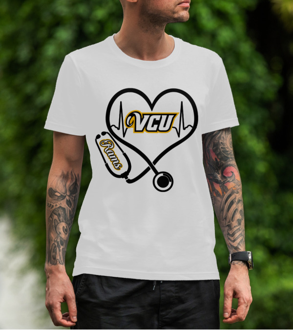 VCU Rams Nurse Heartbeat Stethoscope T-Shirt