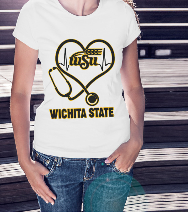 WSU Heartbeat Stethoscope Wichita State T-Shirt