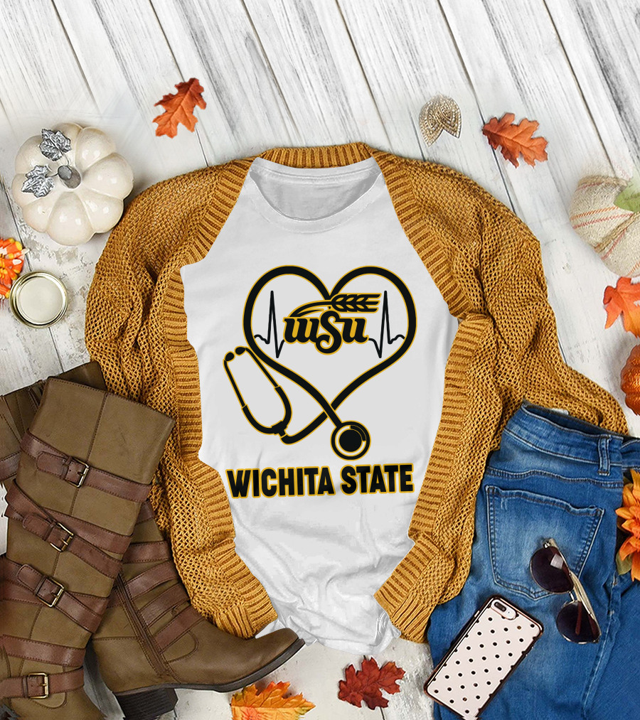 WSU Heartbeat Stethoscope Wichita State T-Shirt