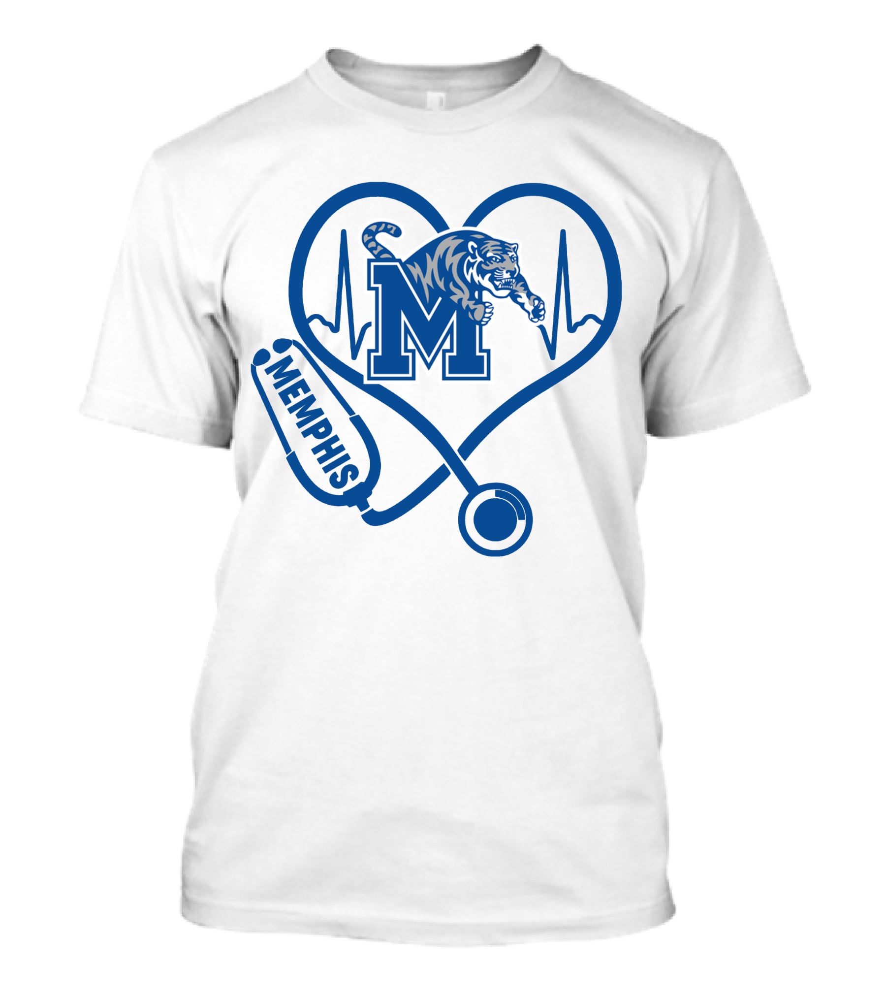 Memphis Tigers Nurse Heartbeat Stethoscope T-Shirt