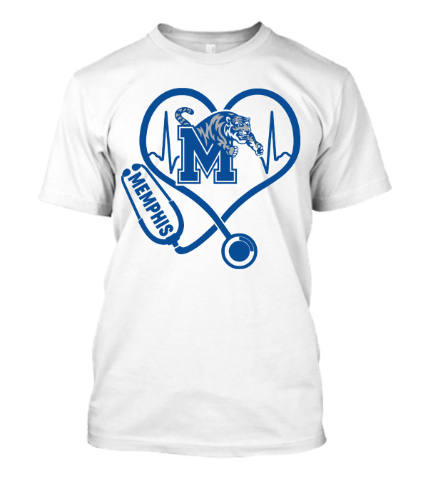 Memphis Tigers Nurse Heartbeat Stethoscope T-Shirt
