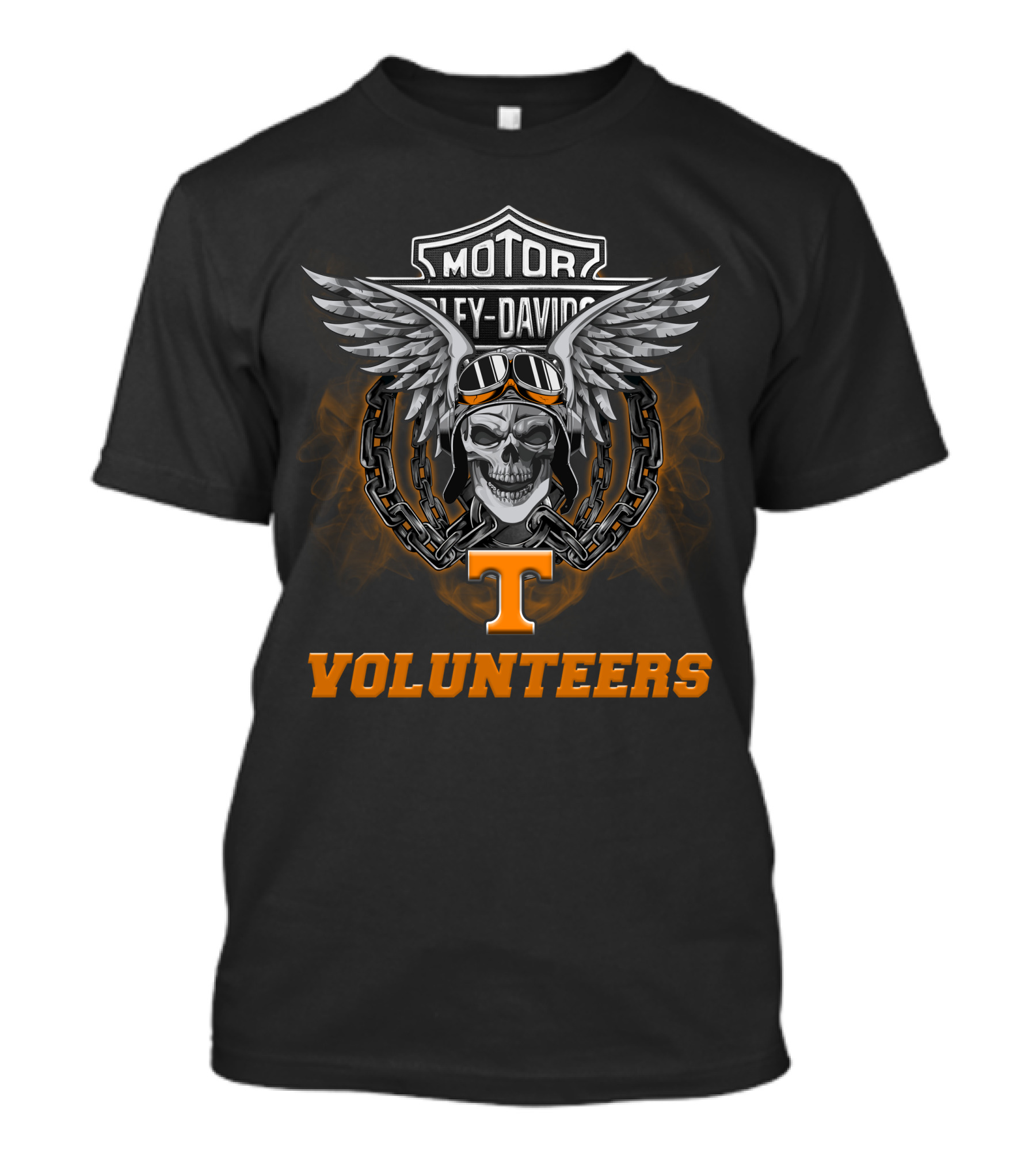 Harley Davidson Motor Tennessee Volunteers Skull Wings Chain T-Shirt