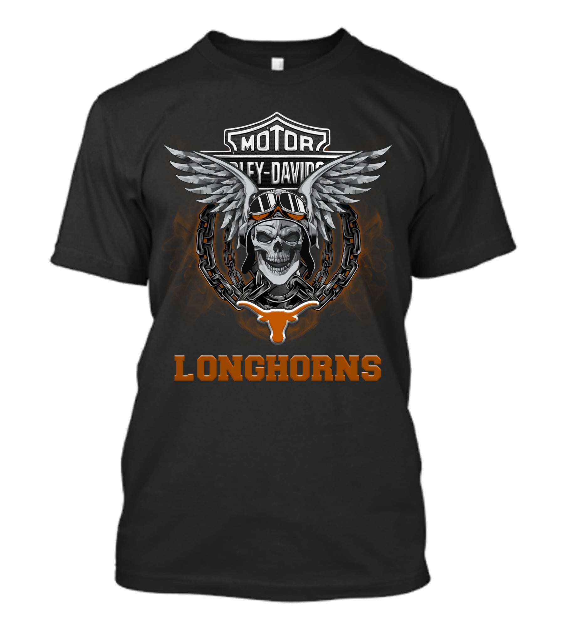 Harley Davidson Texas Longhorns Skull Wings Motor Longhorns T-Shirt