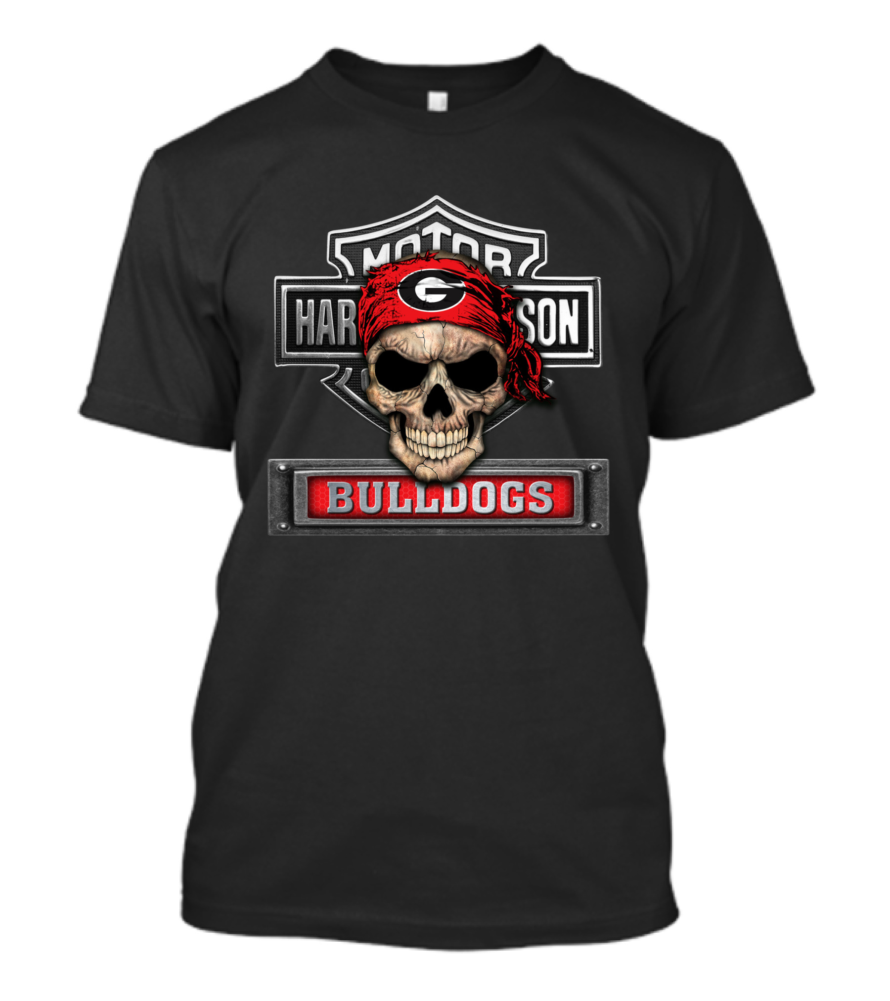 Harley Davidson Motorcycle Skull Georgia Bulldogs Biker T-Shirt