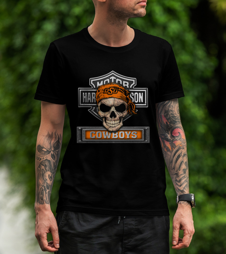 Harley Davidson Oklahoma State Cowboys Osu Skull T-Shirt