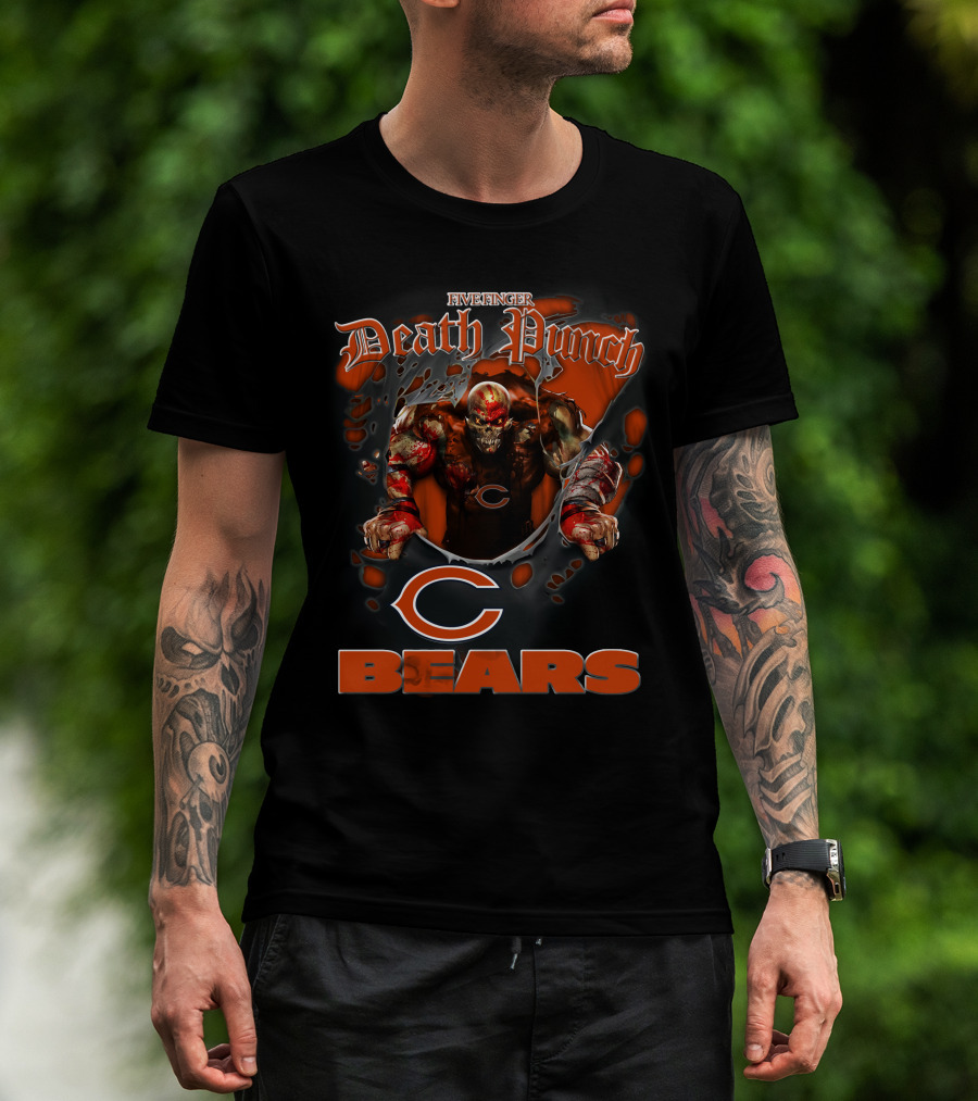 Five Finger Death Punch Harley Davidson Chicago Bears Nfl Biker T-Shirt