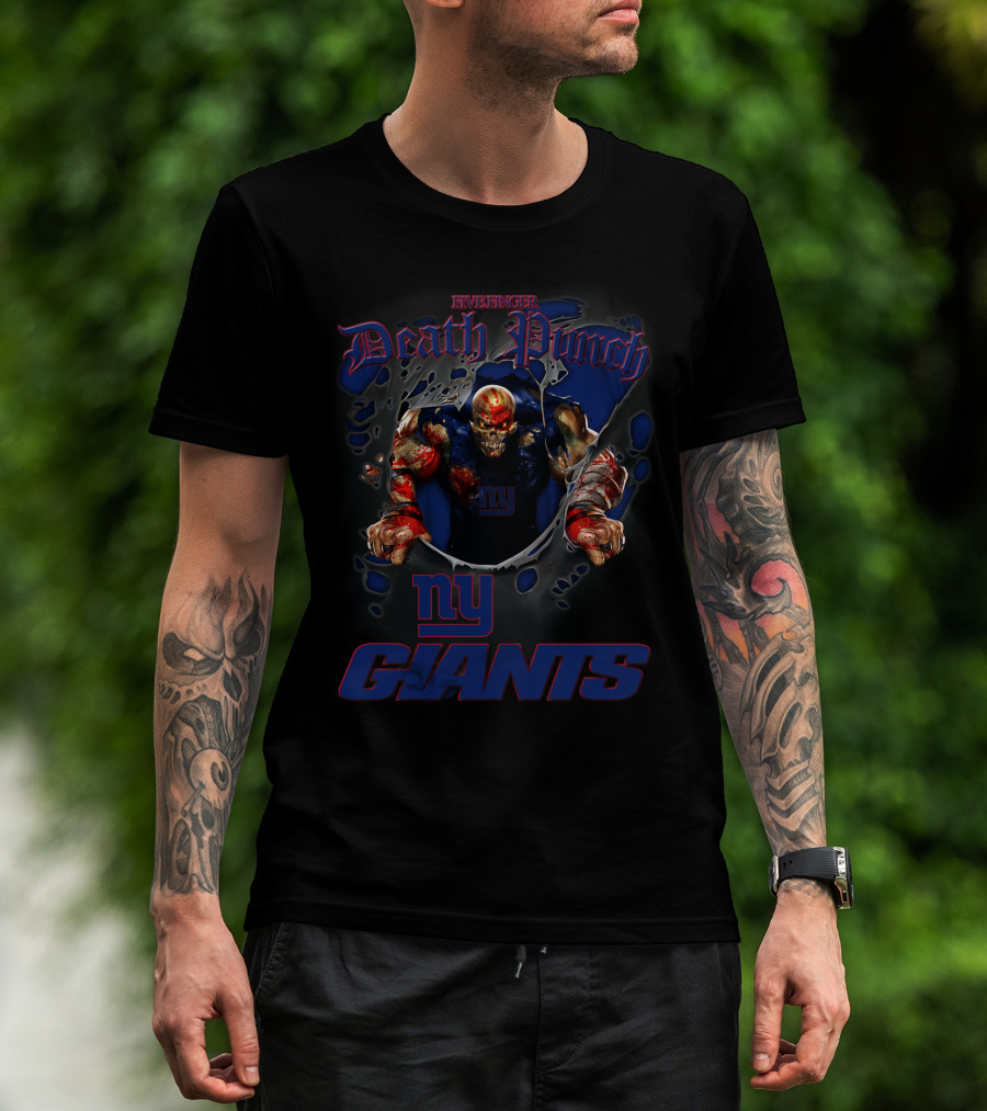 Harley Davidson Avenger Death Punch New York Giants Nfl Biker T-Shirt