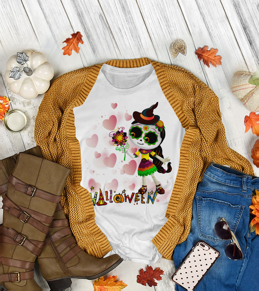 Halloween Candy Skull Doll T-Shirt