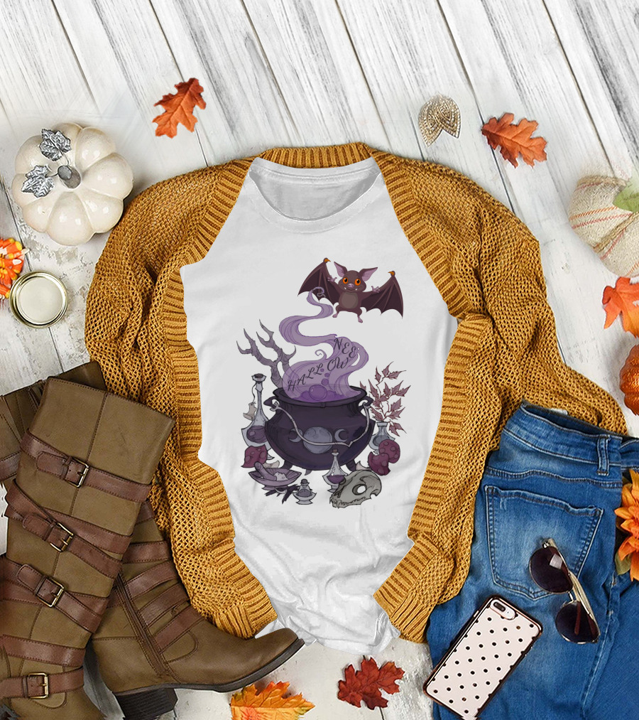 Halloween Smoken Bat Witch's Cauldron and Potions T-Shirt